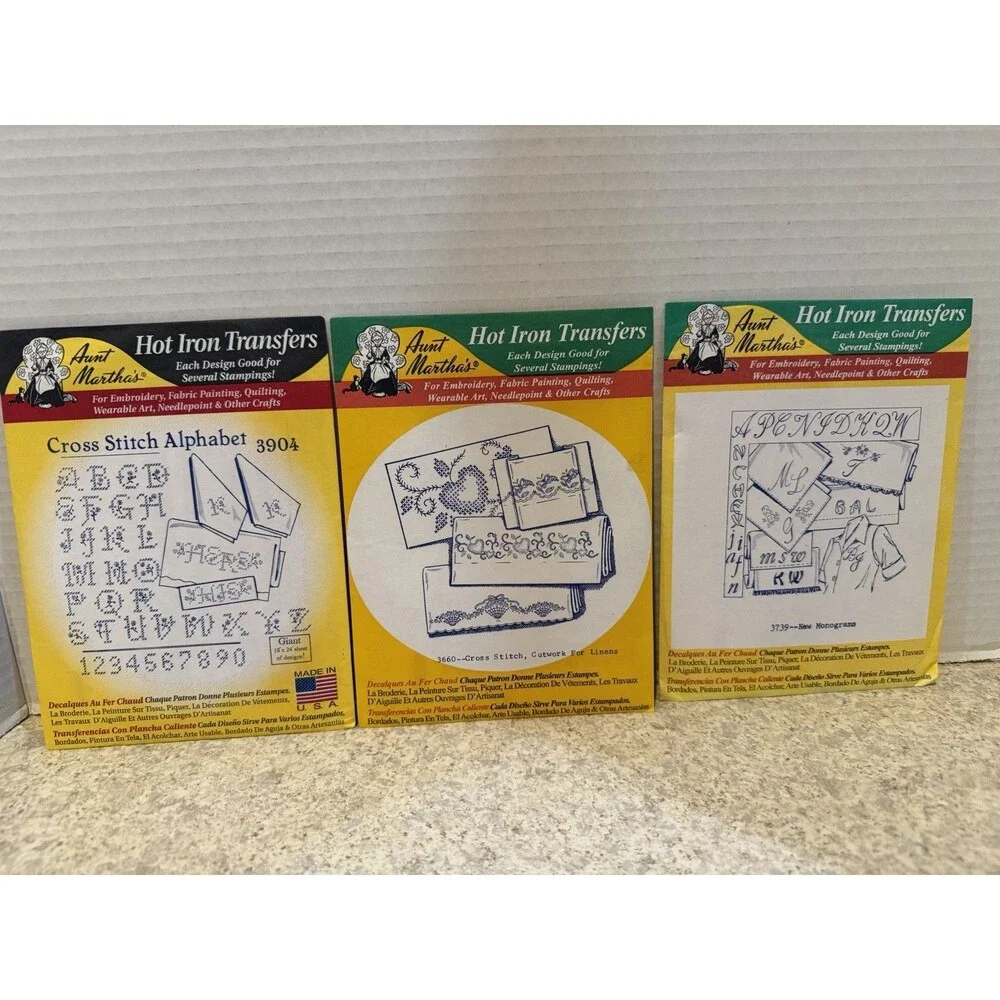 Aunt Martha's Hot Iron Transfer Lot of 7 Sealed + Bonus Tulip Treasures Kit